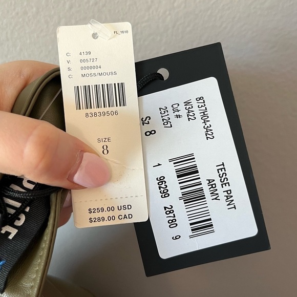 PAIGE Jeans NEW Tesse Faux Leather Utility Pants Army Green Cargo Pockets Size 8 - Picture 14 of 16